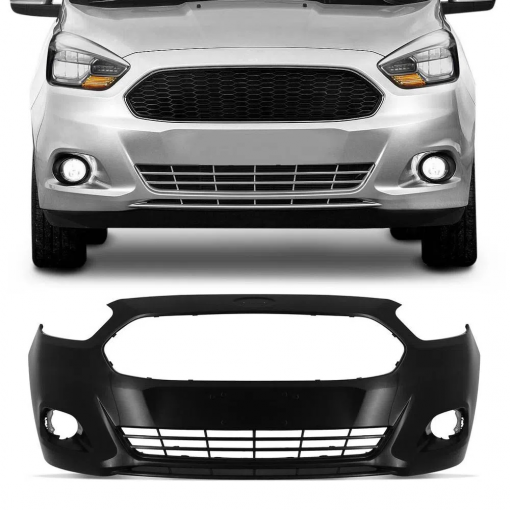 Parachoque Dianteiro Ford Ka 2014 2015 2016 2017 2018 Preto Liso com Furo para Milha - DTS
