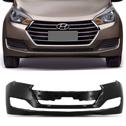 Parachoque Dianteiro HB20 Hatch HB20S Sedan 2016 2017 2018 2019 Preto Liso com Furo para Milha